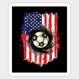 Soccer Ball on American Flag Magnet